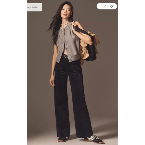 Maeve Pants Colette Corduroy Wide Leg 31 petite Black - Picture 1 of 7